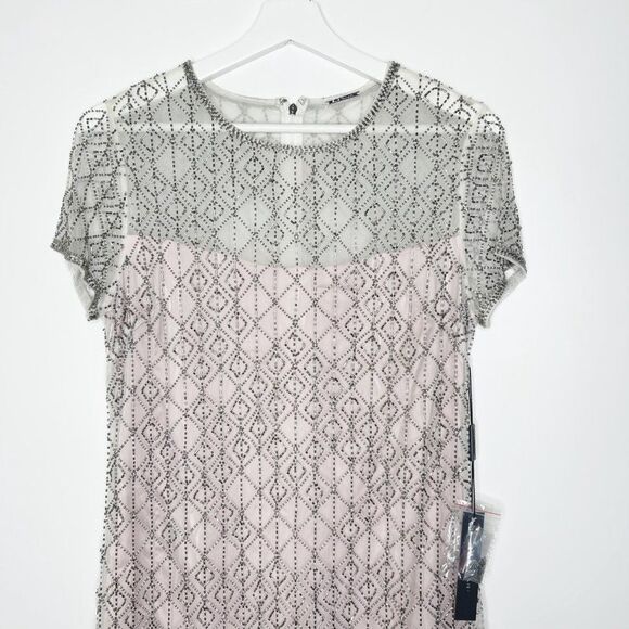 TAHARI Winter Beaded Fringe Mini Dress  - Picture 3 of 15